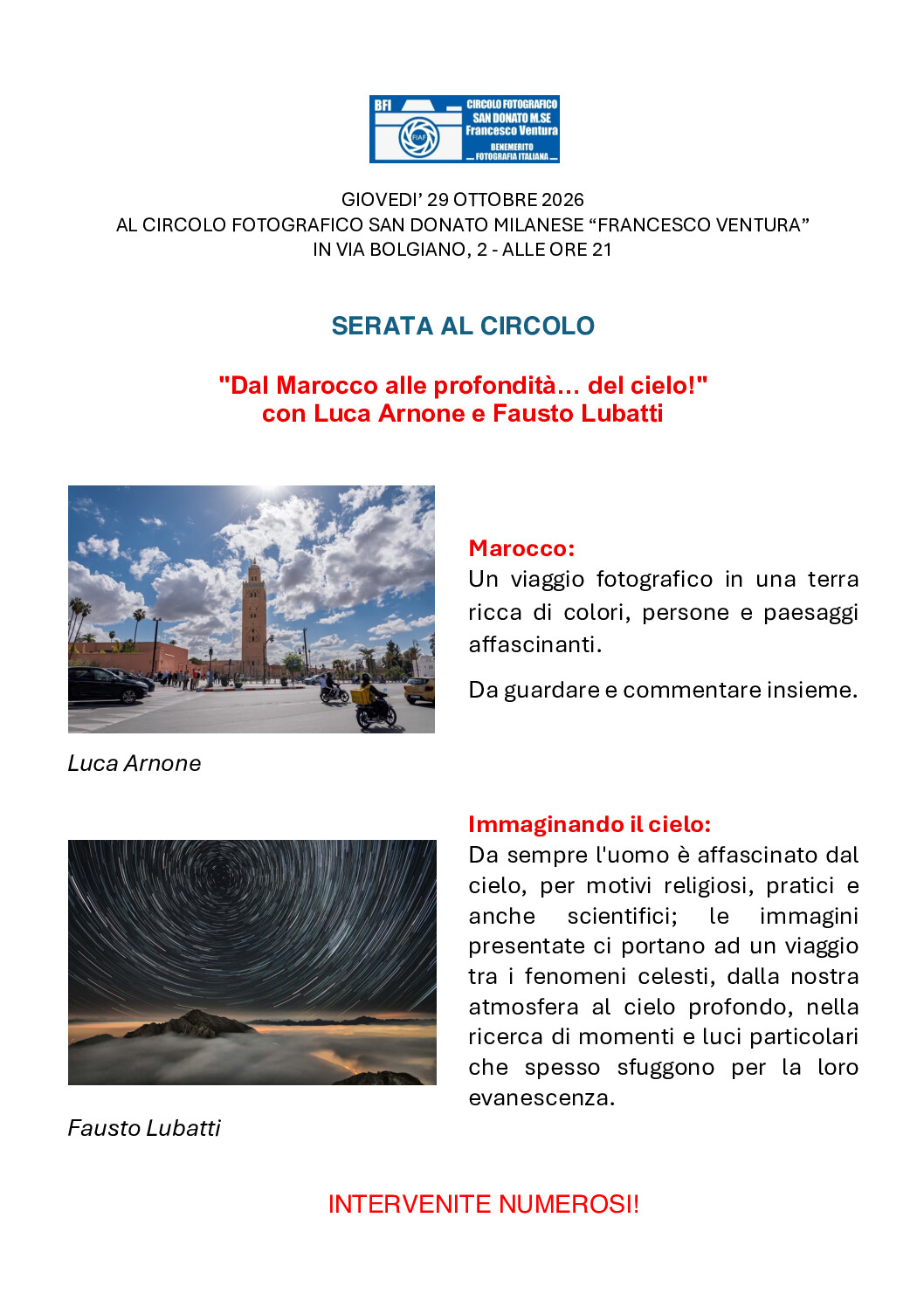 GIOVEDI 29ott’26